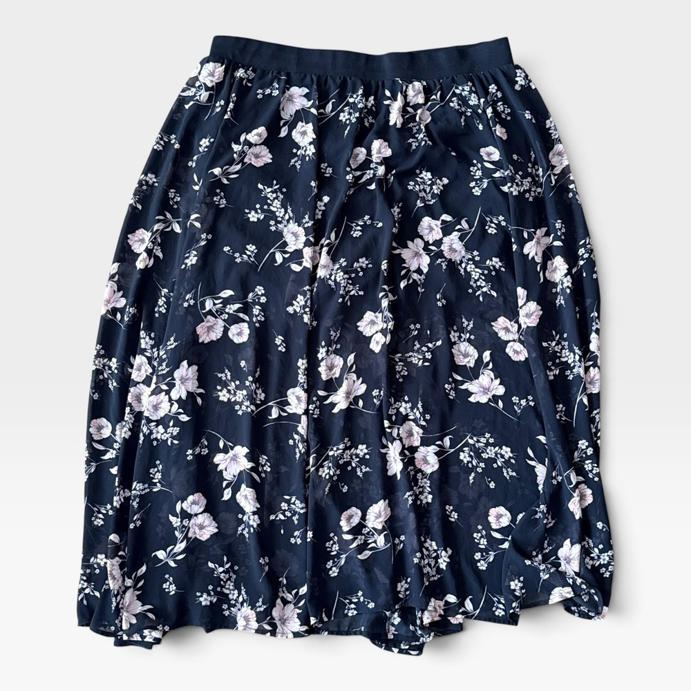 Torrid Floral Midi Skort Plus Size 3 Black Pink Chiffon Built-in Shorts Elastic